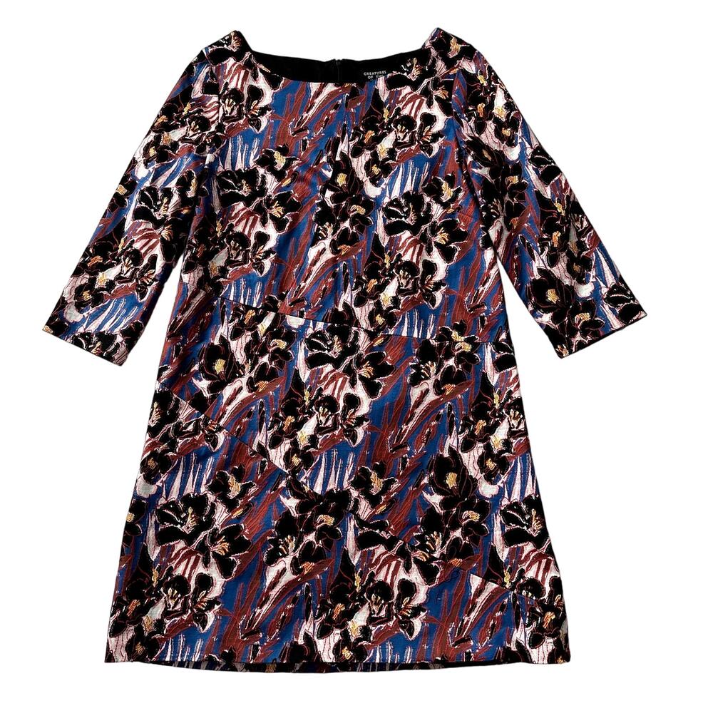 Creatures of the Wind Blue Iris Pre Fall 2016 Print 3/4 Sleeve Knee Length sz 10